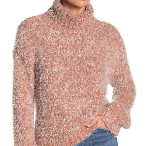 Abound Fuzzy Knit Turtleneck Sweater Tan - Picture 3 of 10